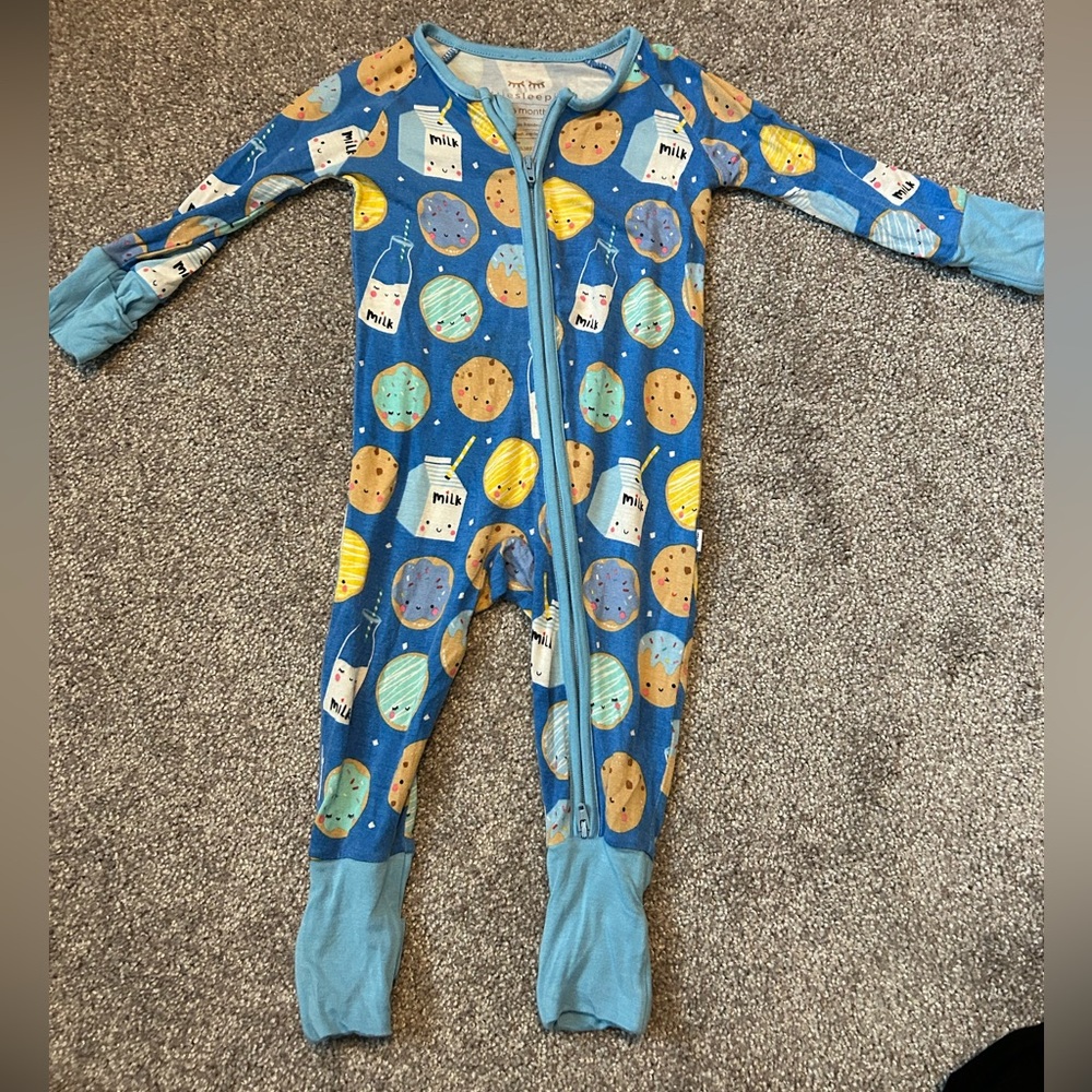 Little Sleepies blue milk and cookies size 3-6